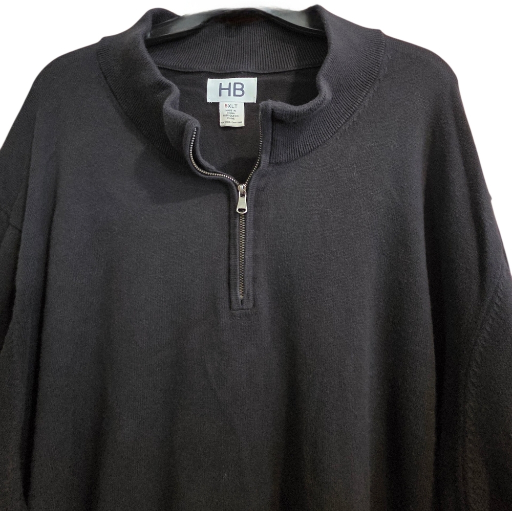 Harbor Bay Black Zip-Up Knit Pullover
